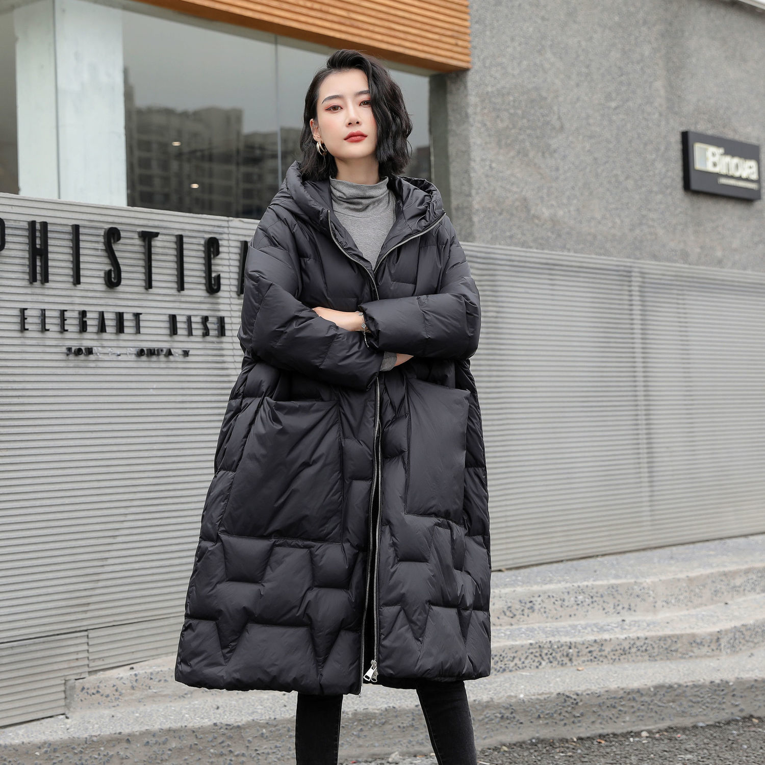 波司豋羽绒服女2022年新款中长款爆款时尚洋气秋冬直筒连帽大码宽