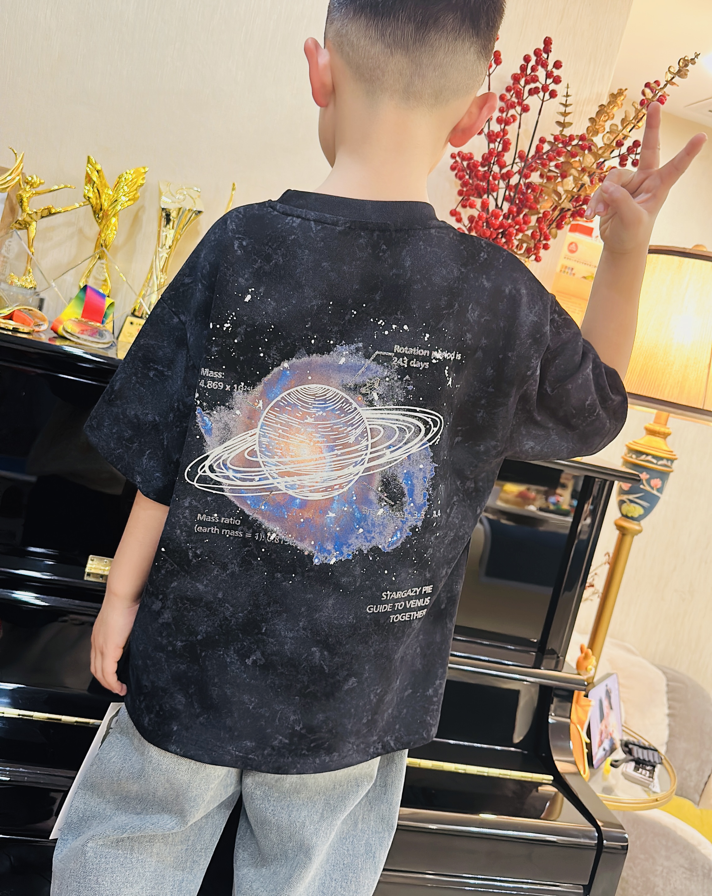 2024夏季新款短袖儿童T恤星空款帅气