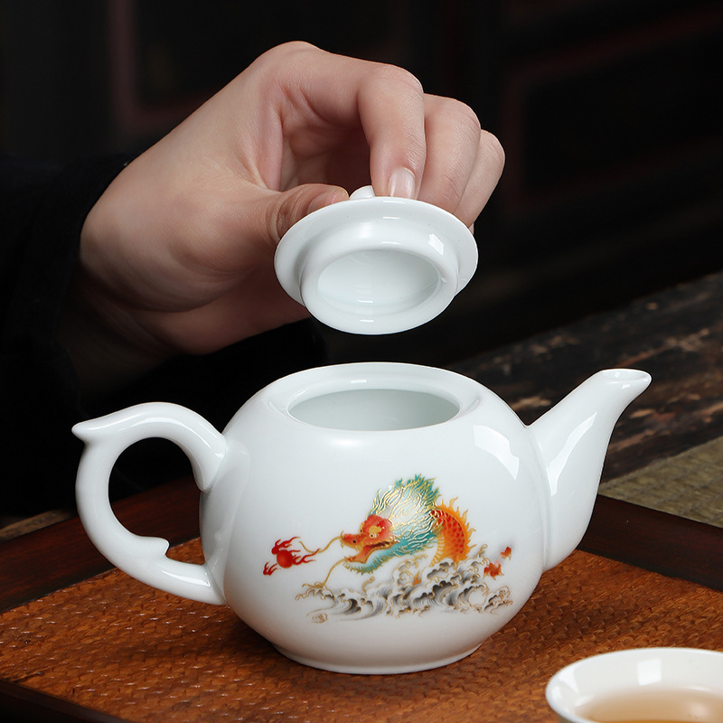 德化白瓷茶壶功夫茶具单个泡茶壶家用小茶壶国潮单壶商务LOGO礼品