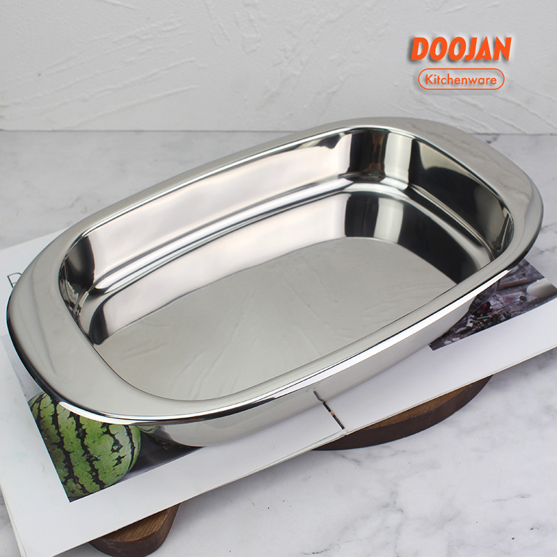 Doojan/度坚1810不锈钢餐盘方盘凉菜盘烤盘加厚饺子龙虾深盘果盘