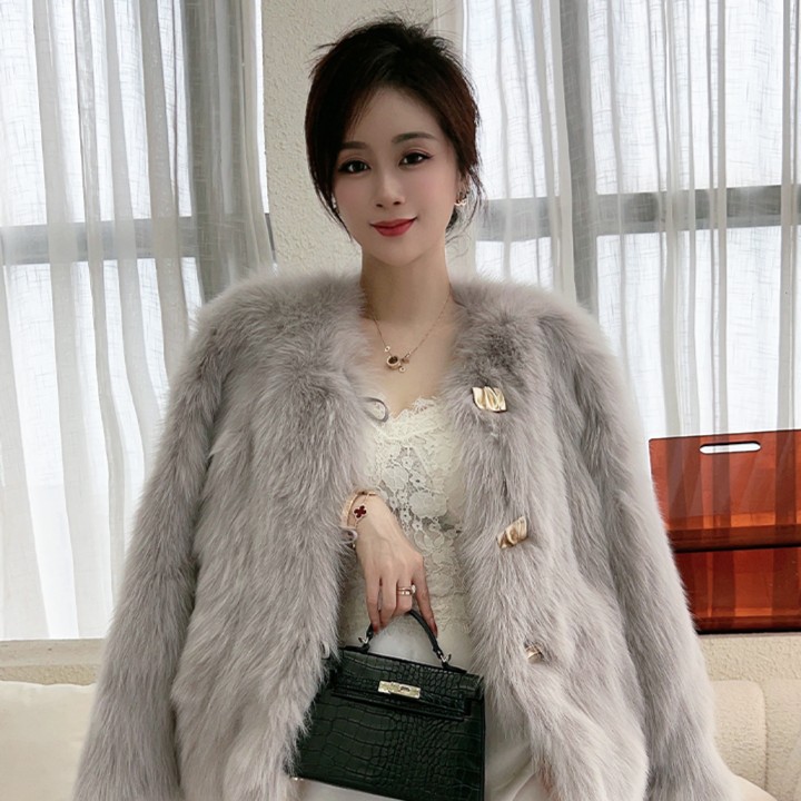 小香风网红时尚百搭狐狸毛外套好看