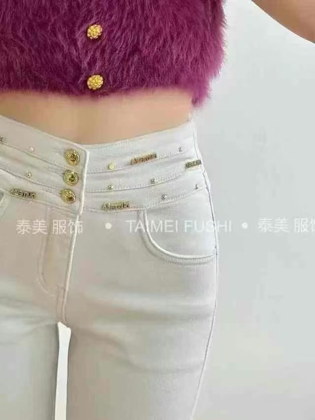 （XY精选）加厚镶钻超高腰加厚加绒牛仔裤小脚收腹修身显瘦冬季保暖