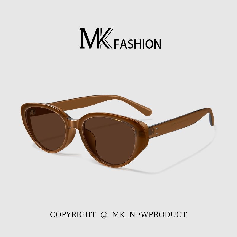 猫眼墨镜女款复古小脸太阳眼镜防紫外线高级感复古茶棕色