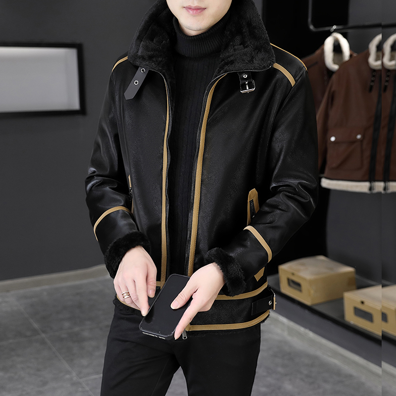 加绒外套男秋冬季潮流2023新款30岁穿搭袄子成熟男装羊羔绒皮棉衣