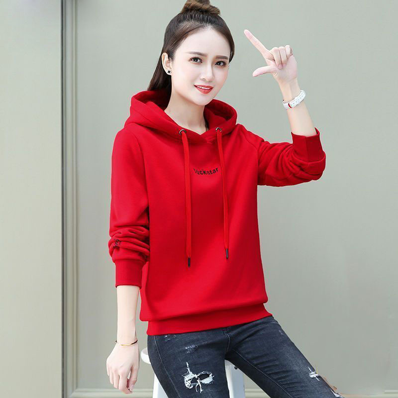 冰恋飞秋冬新款加绒加厚连帽卫衣女宽松休闲大码显瘦遮肉百搭上衣