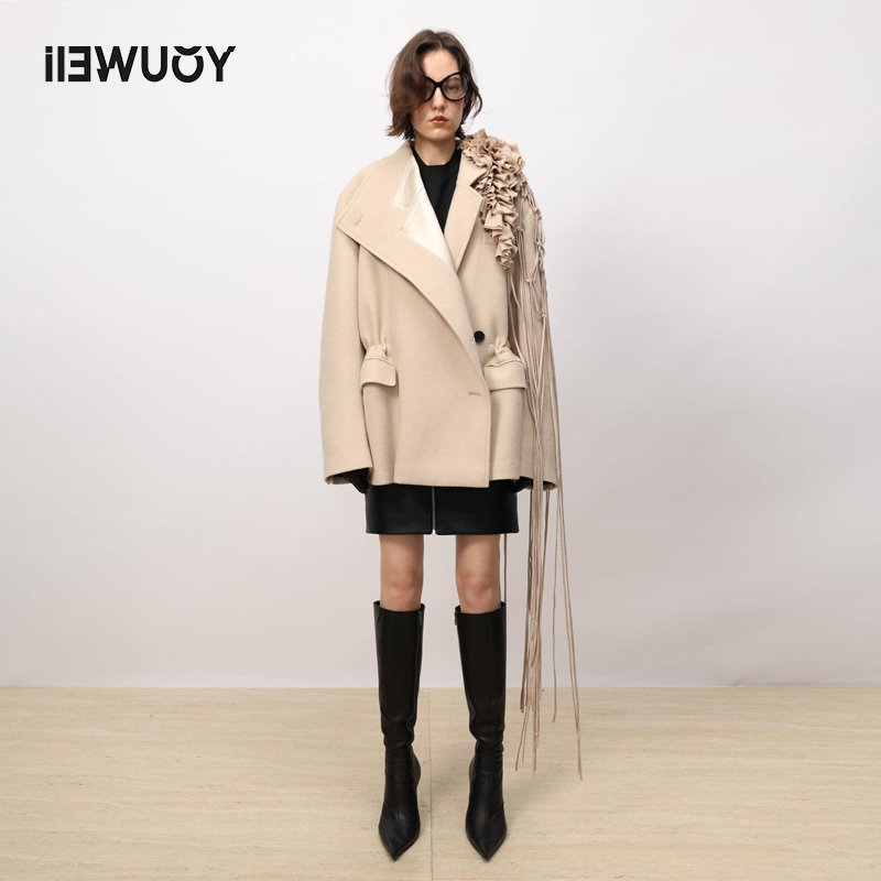有尾YOUWEI秋冬中长款小众设计感10号摇粒绒西装式外套Y2523403
