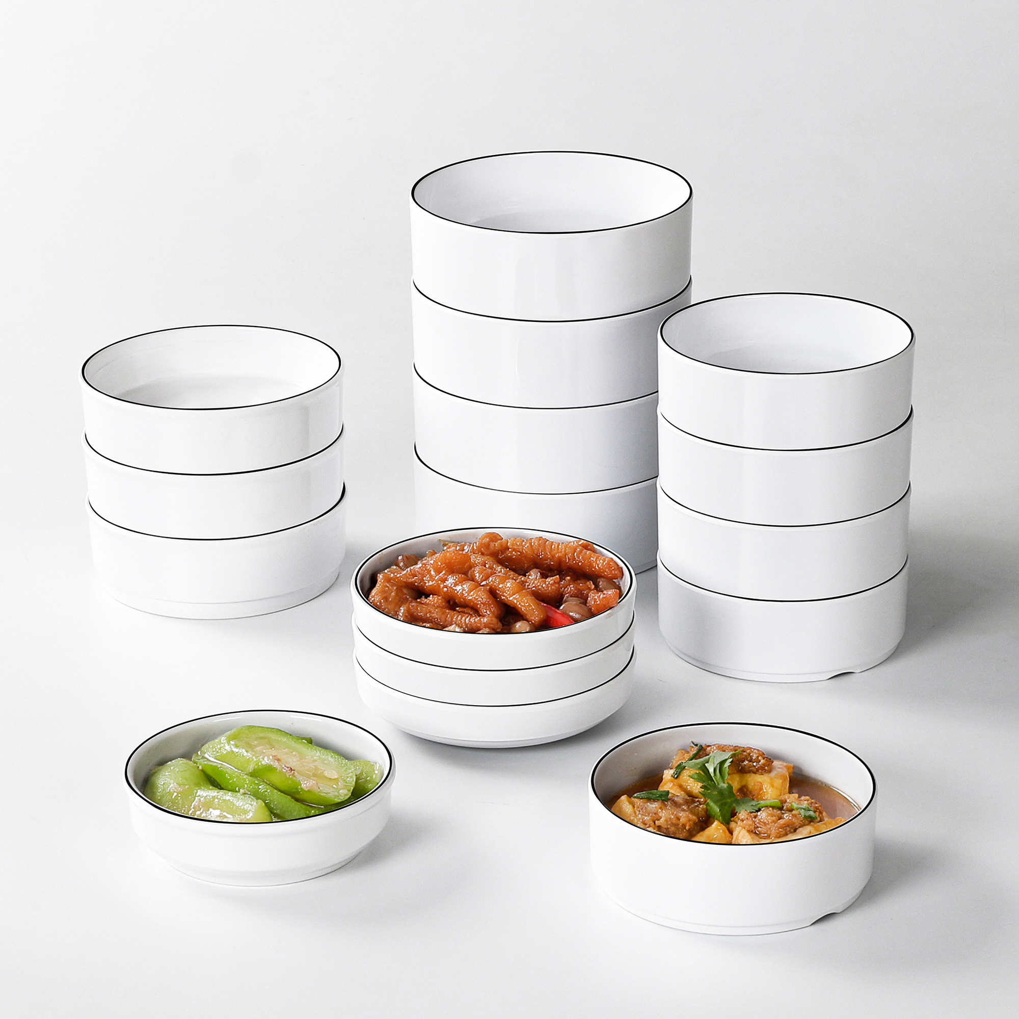 祥源美密胺餐具蒸菜小碗商用仿瓷小碗菜专用碗蒸蛋小菜碗快餐蒸碗