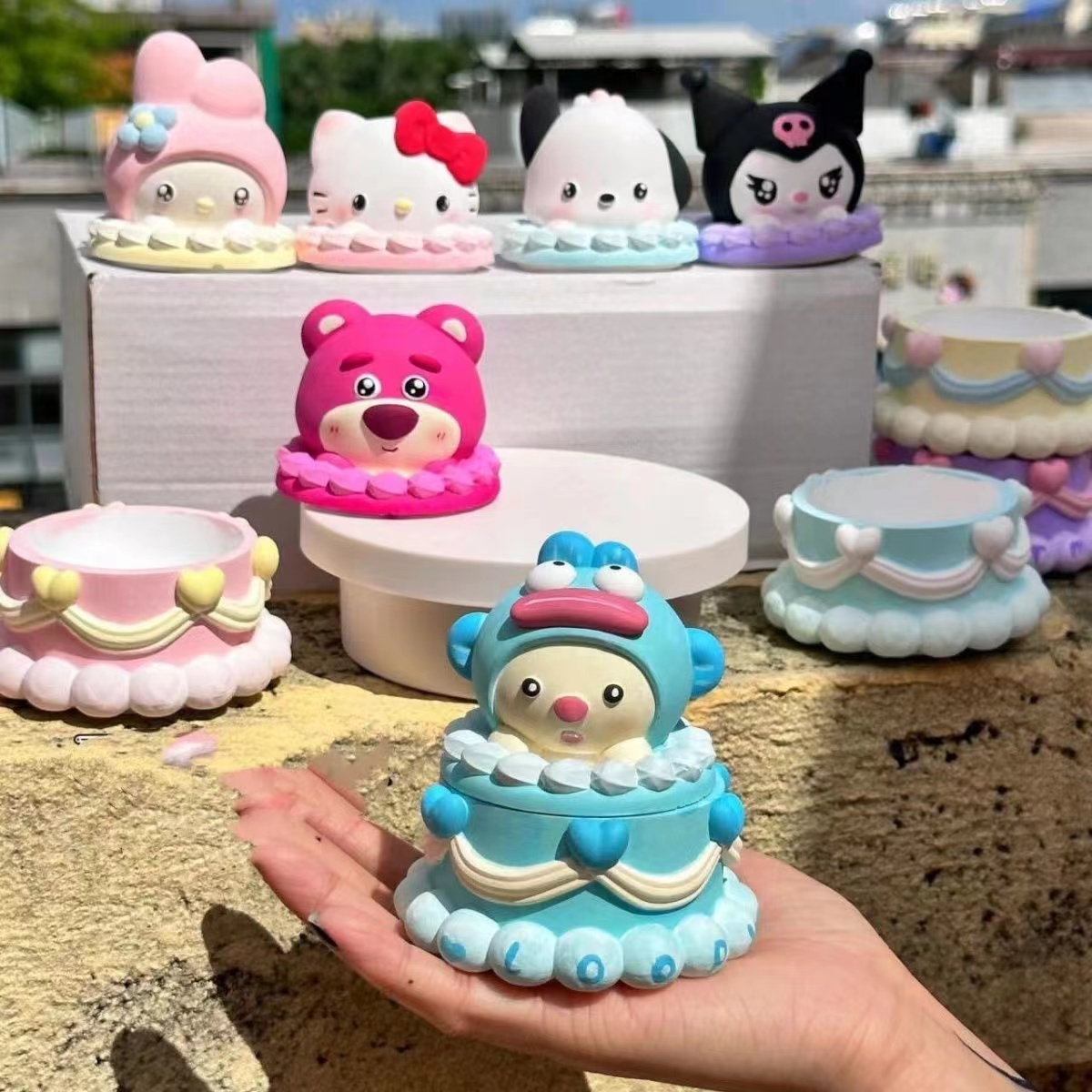 3D爆款迷你收纳盒三丽鸥石膏娃娃白胚涂色diy儿童手工涂鸦彩绘