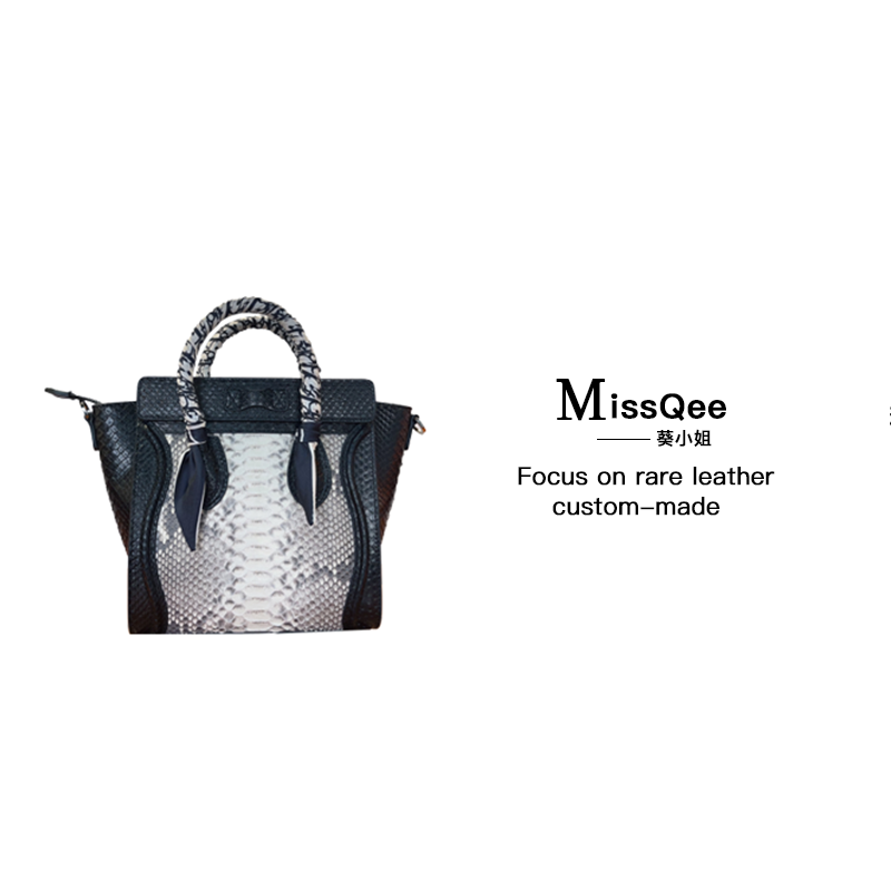 「高定女包」葵小姐MissQee 蟒蛇皮定制手提包 9221 蛇笑脸