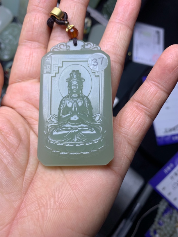 和田玉观音纯手工雕刻