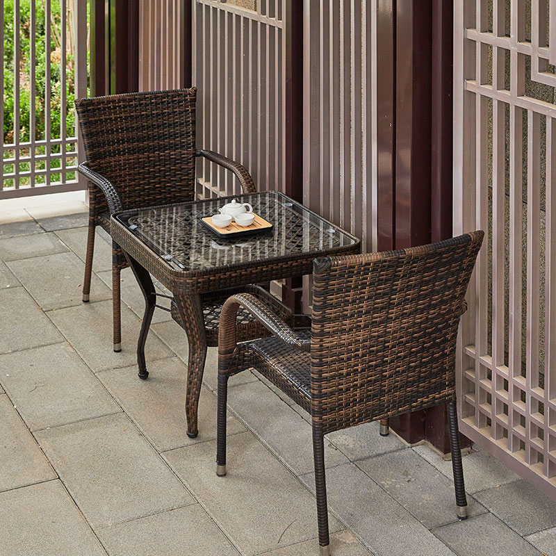 藤椅三件套阳台小桌椅小茶几户外庭院现代简约单人组合腾编椅