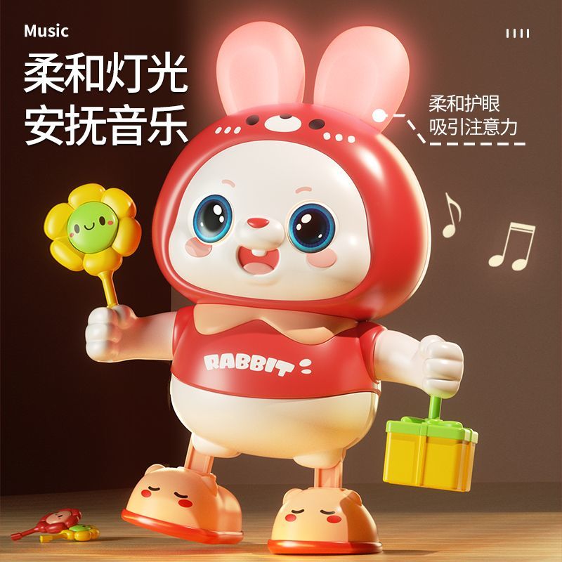 婴儿抬头训练玩具兔子宝宝抬头训练玩具电动唱歌跳舞小兔子0-1岁