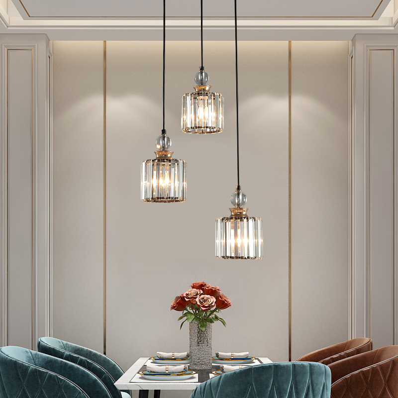 床头小吊灯玄关过道餐厅吊灯简约现代轻奢水晶灯创意卧室餐厅灯