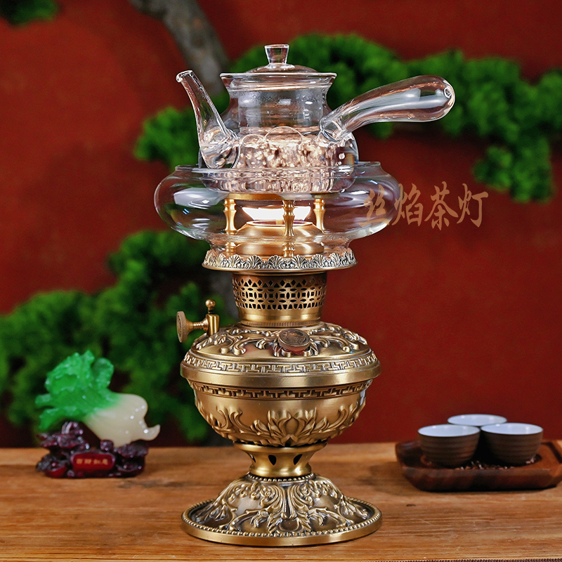 【丝焰茶灯】小将军空气灯煤油灯明火纯黄铜潮汕功夫茶器茶具整套
