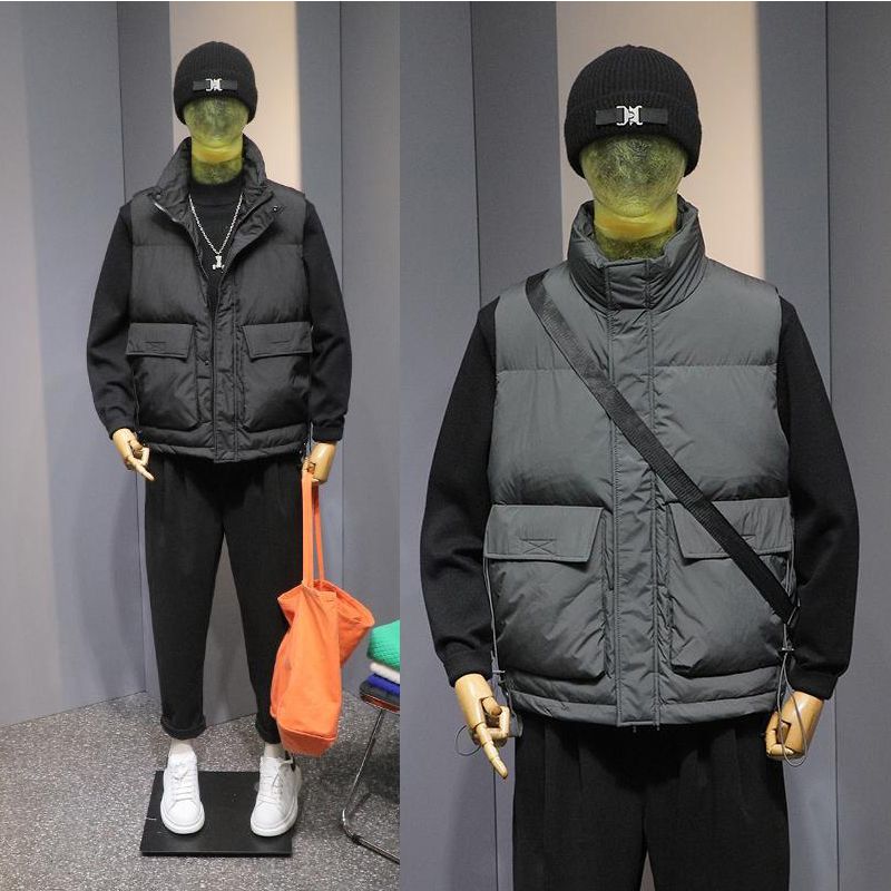 波司断码羽绒马甲男秋冬季新款日系立领外套缉行宽松保暖无袖坎肩