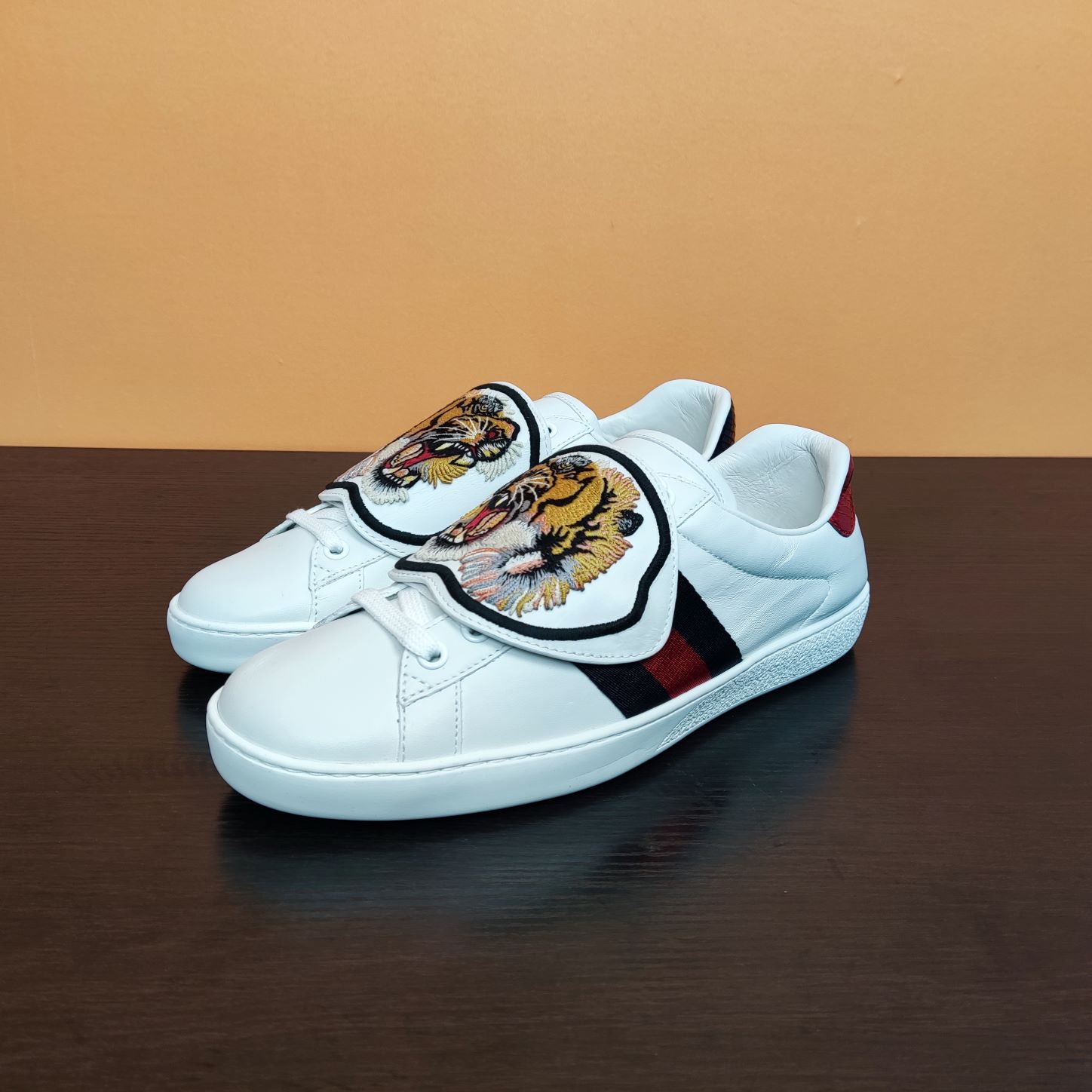 99新 GUCCI/古驰 ACE 板鞋 虎头刺绣贴布 41码P231291784