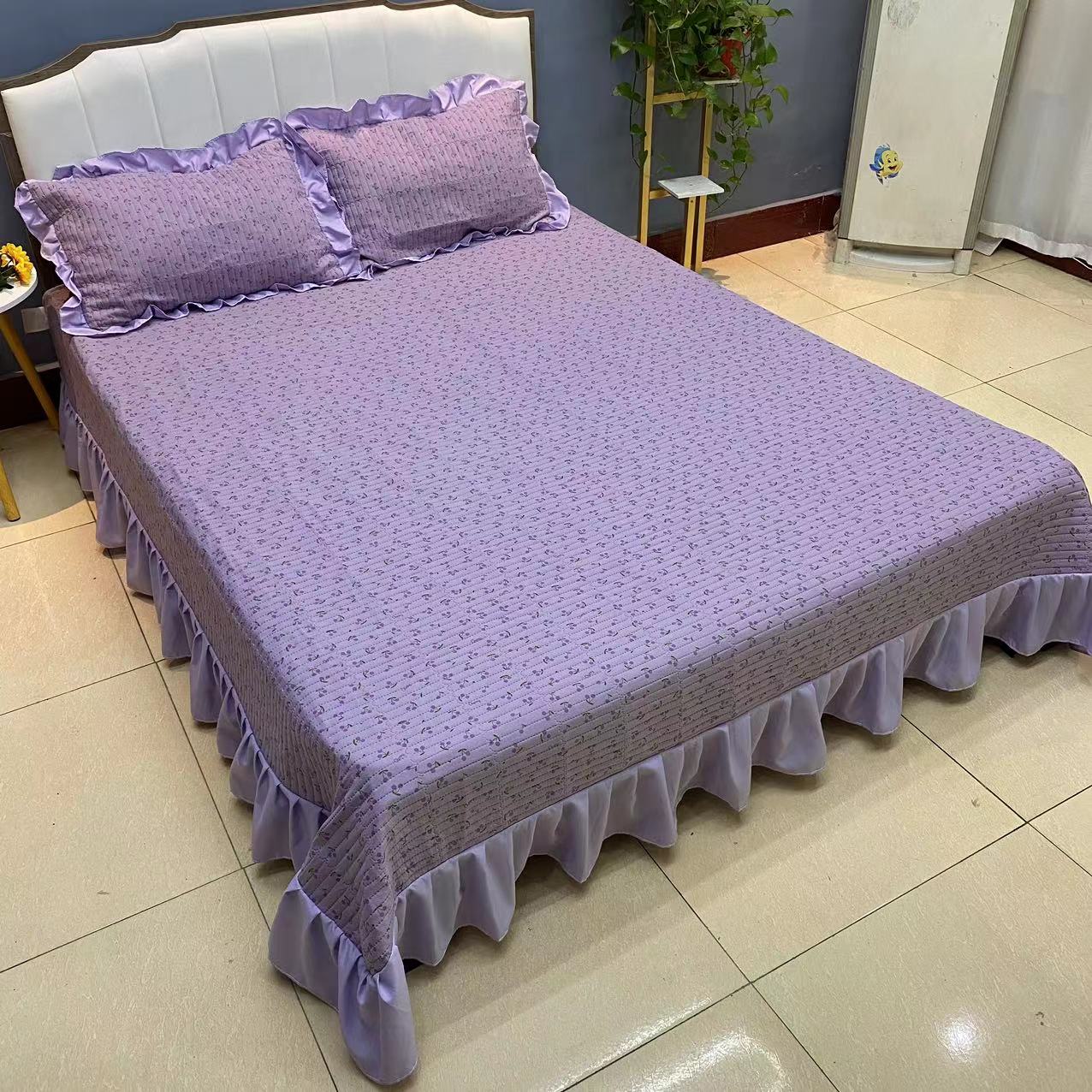 水洗棉床盖加大花边裙边四季可用【可用机洗不变形】