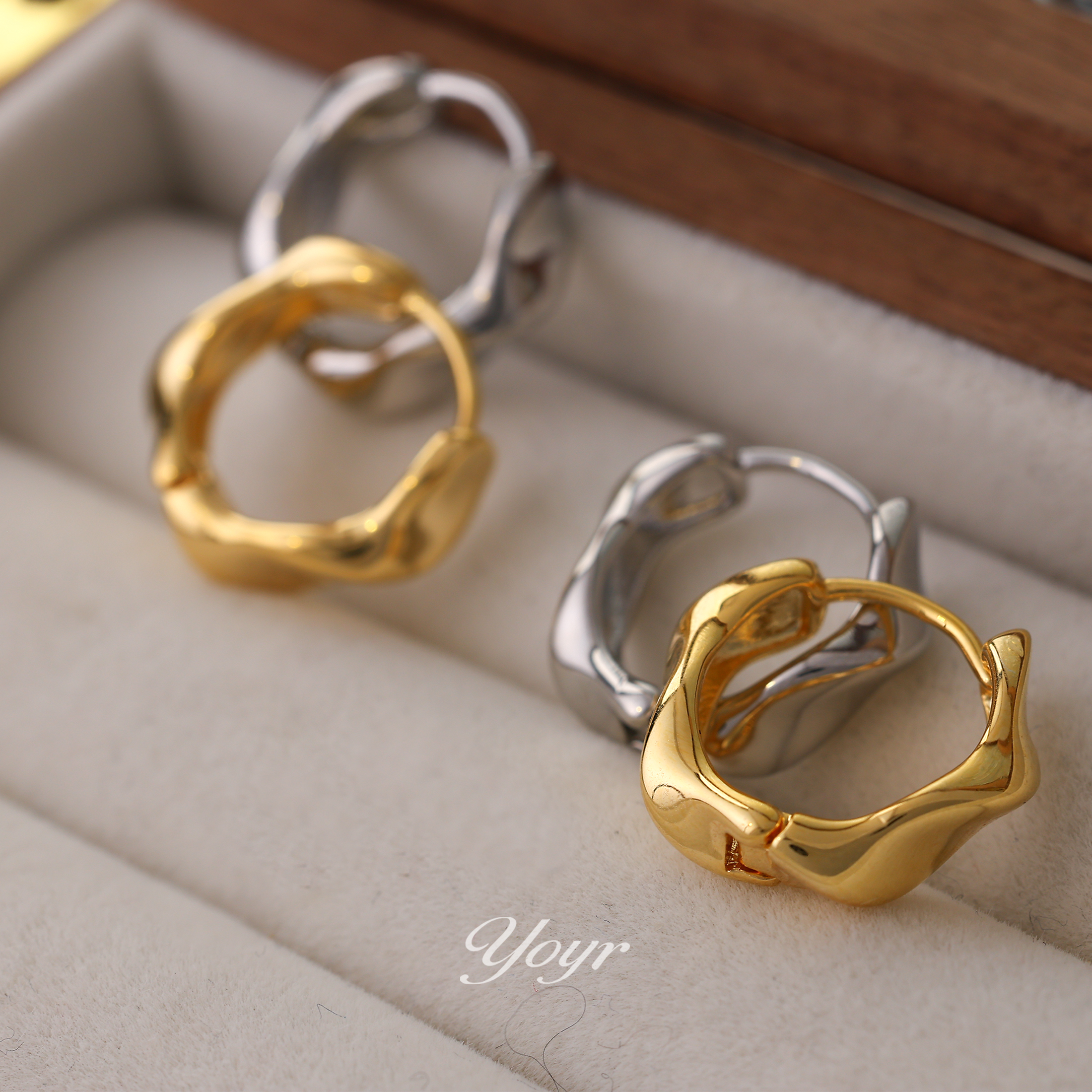 YOYR 铜合金耳饰 ins风简约耳扣 精致冷淡风设计感百搭基础款耳圈