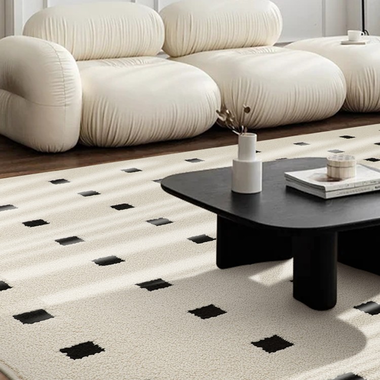 法式复古轻奢硅藻丝法式简约防水奶油风客厅茶几垫简约米白色家用