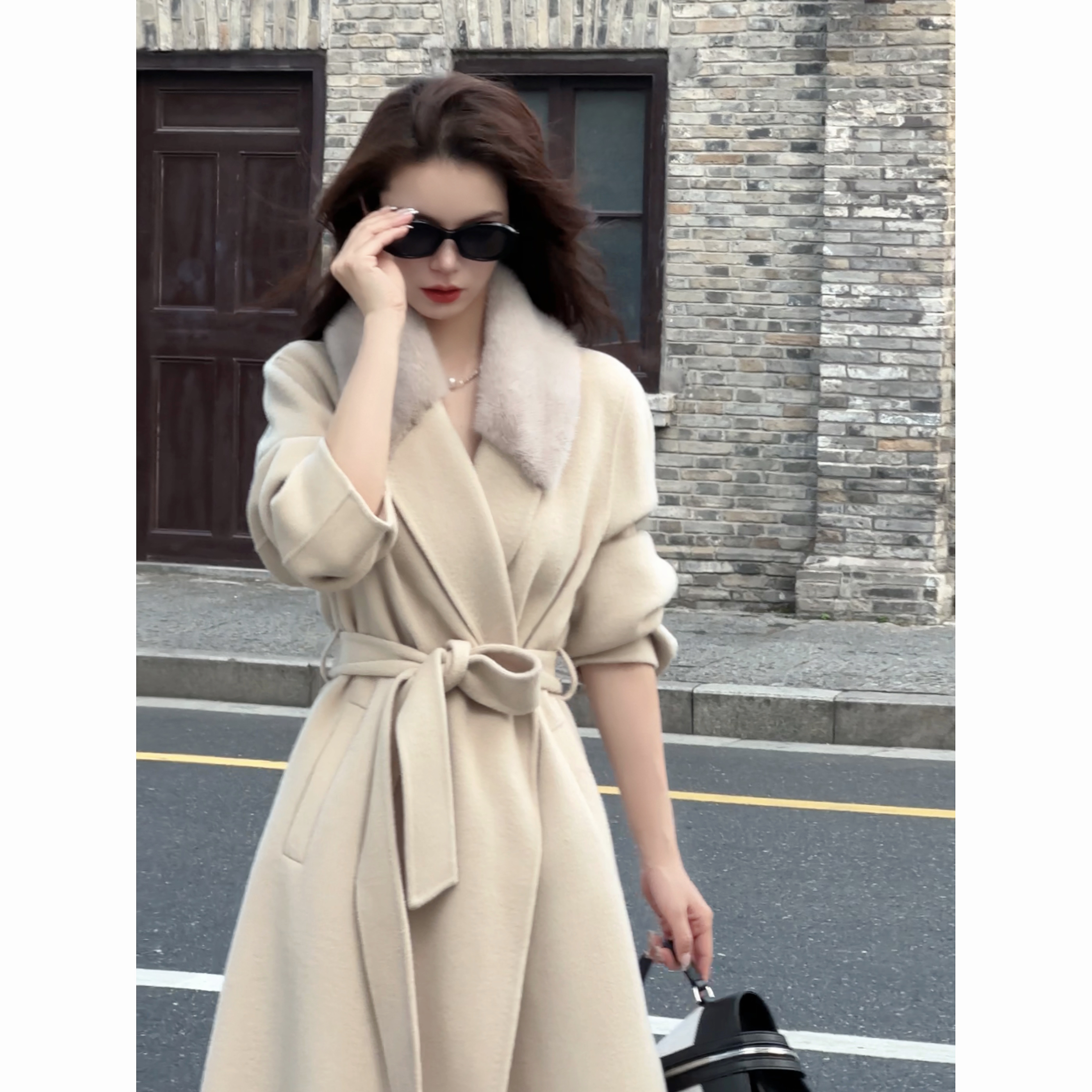 新款时尚气质绵羊毛大衣外套羊毛中长款秋冬外套CM-905118