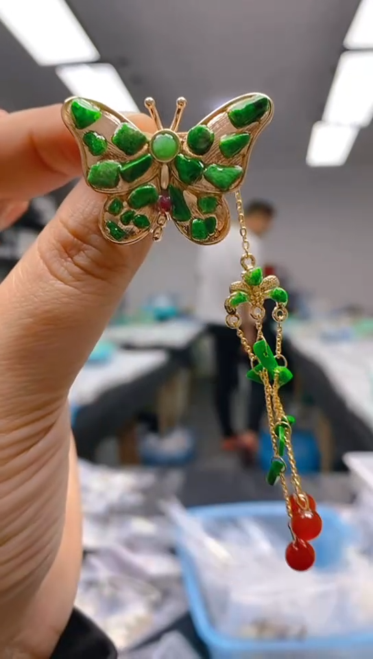 【闪购商品】翡翠耳饰未镶嵌0119翡翠胸针·多样性发货