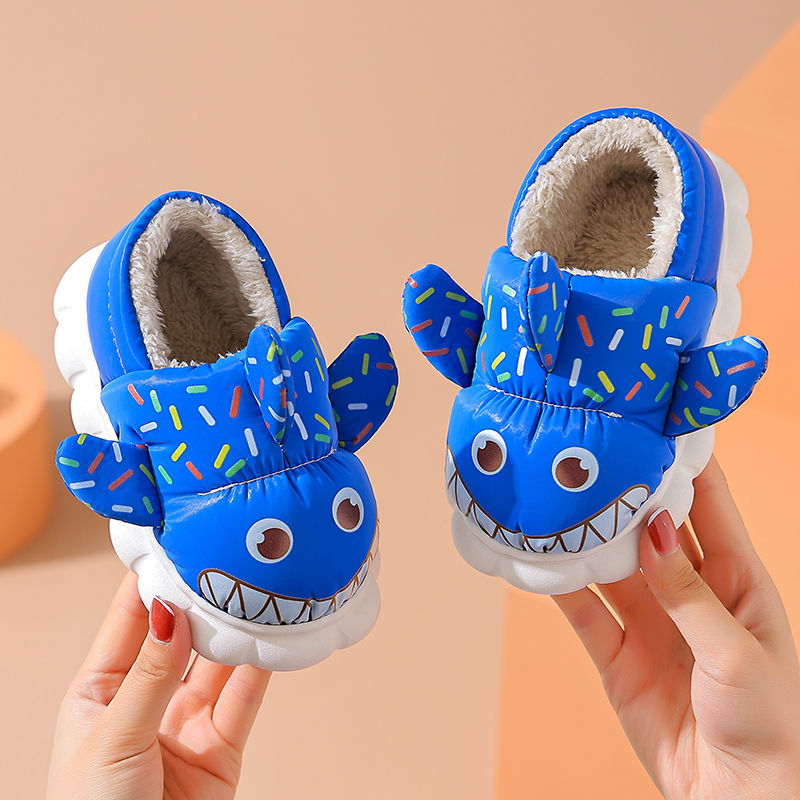 儿童包跟棉拖鞋秋冬季男童女童防水室内加绒保暖小孩宝宝外穿棉鞋