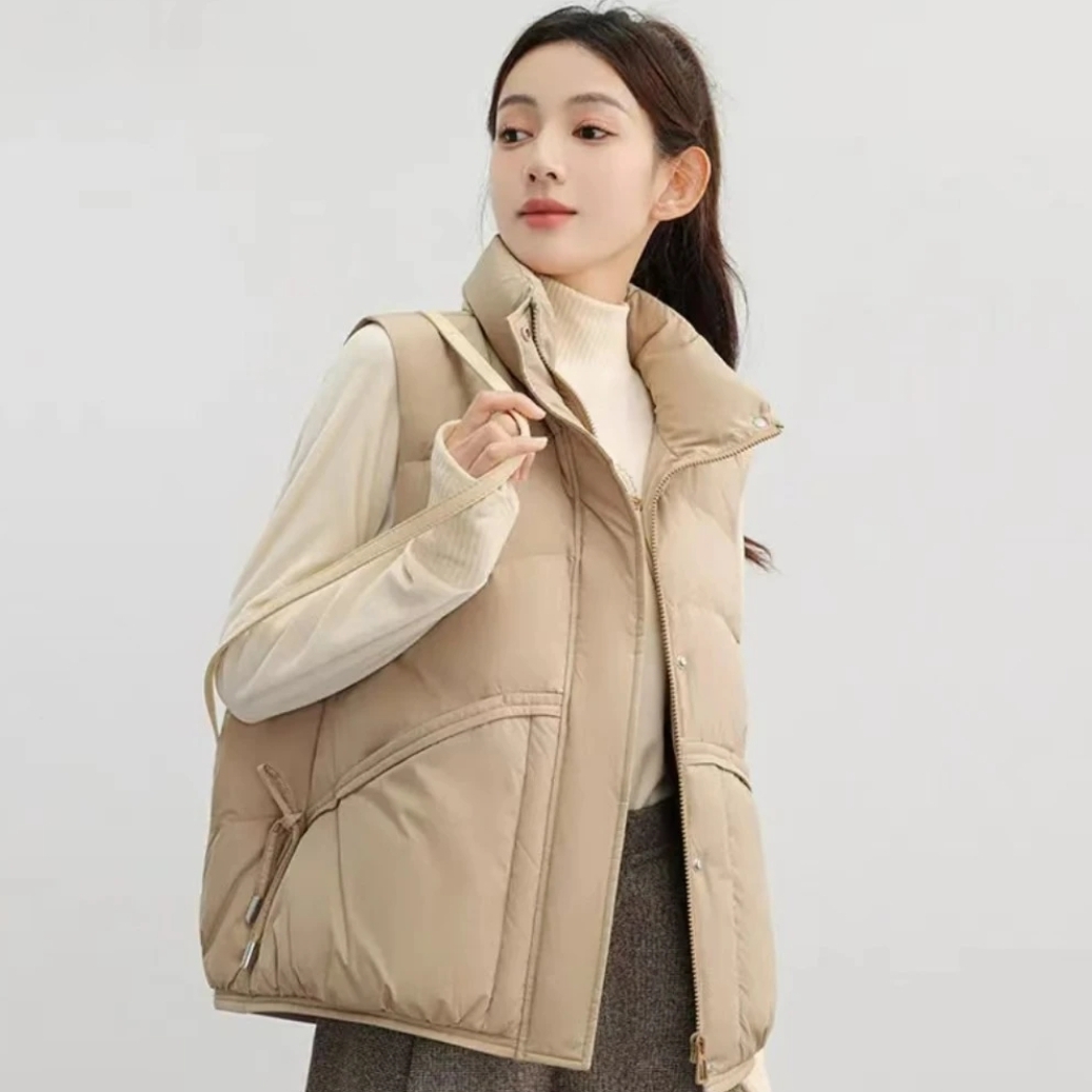 白鸭绒羽绒马夹女