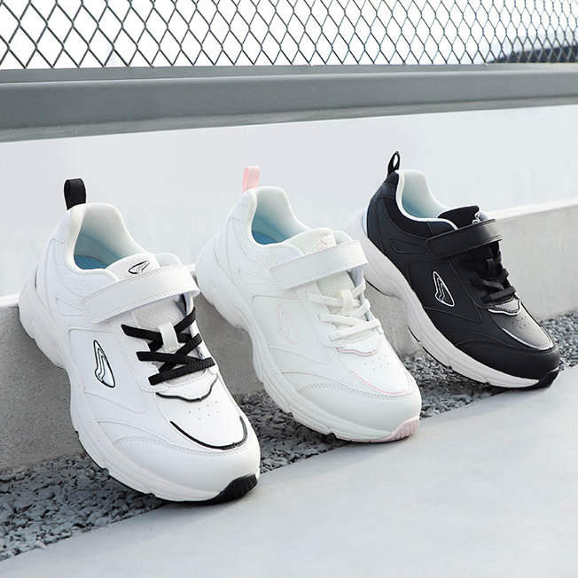 江博士8-16岁白鞋2025春秋季新款便魔术贴中大童男女儿童运动鞋