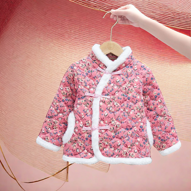中小童加厚花棉袄冬季新款宝宝碎花东北夹棉保暖棉袄潮百搭款外套