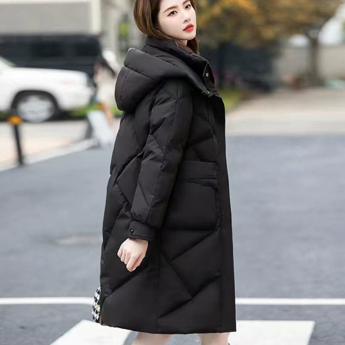 羽绒棉服可拆卸帽子羽绒棉服女长款韩版宽松休闲显瘦百搭爆款棉袄