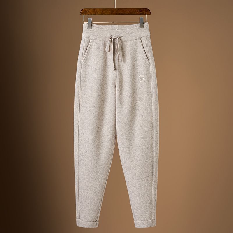 高腰羊毛哈伦裤女冬季加厚保暖小脚萝卜裤休闲百搭松紧腰针织裤