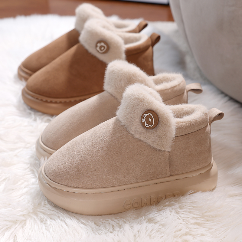 新款棉鞋女款冬季厚底防滑外穿雪地靴家居保暖加绒加厚情侣棉拖鞋