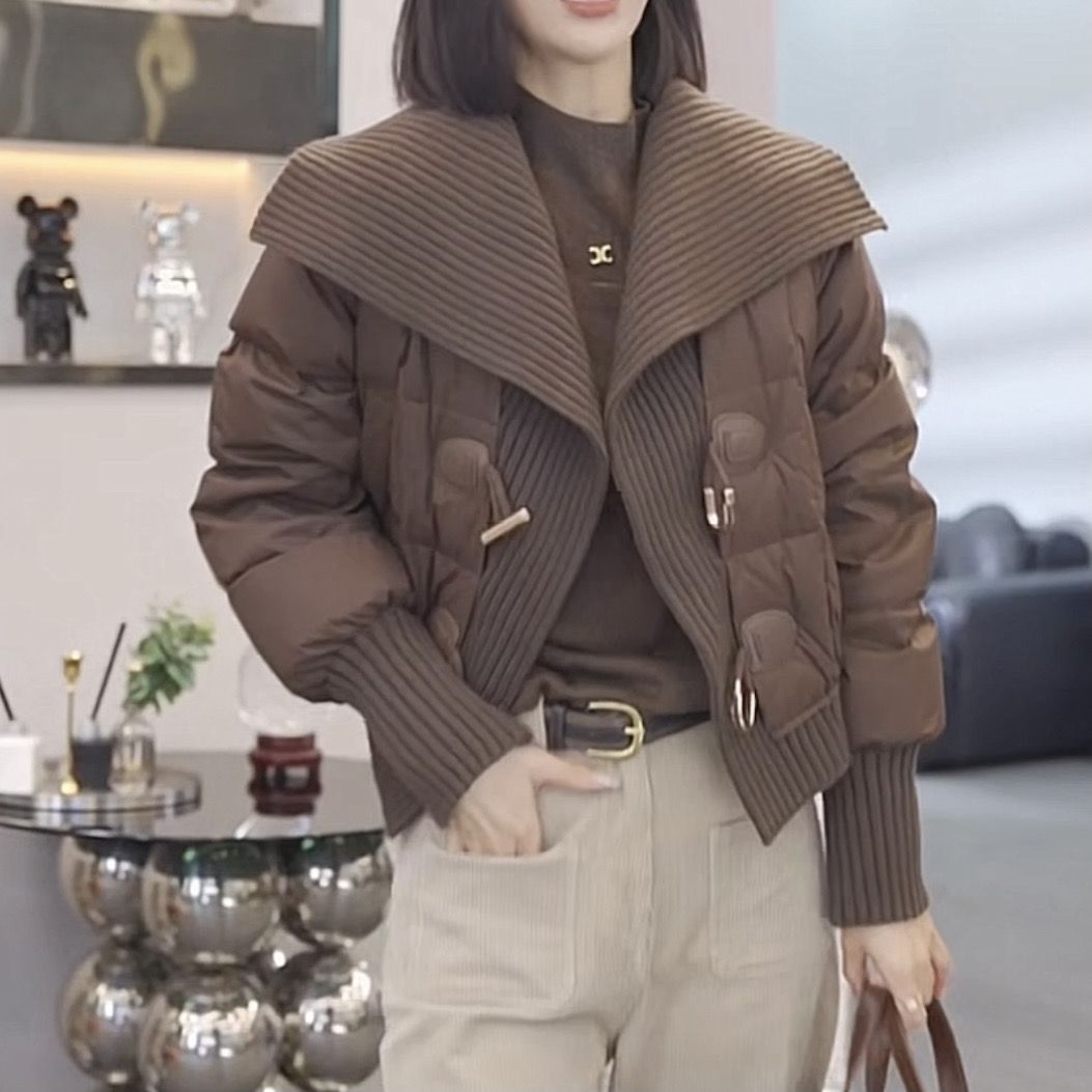 秋冬网红加厚休闲欧洲大翻领羽绒服女冬新款优雅气质减龄美白鸭绒