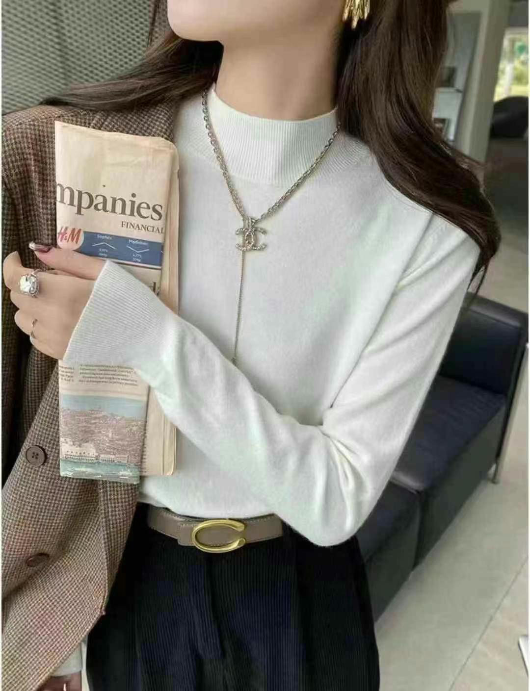 针织打底衫女长袖半高领显瘦保暖内搭上衣