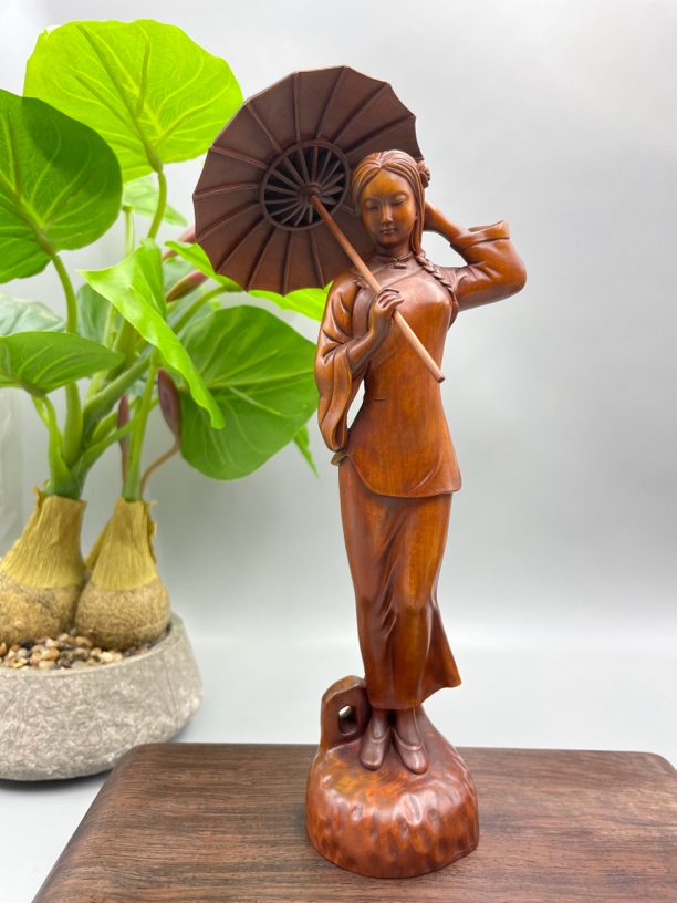 小叶黄杨木仿古（江南美女）木雕非遗传承木雕工艺