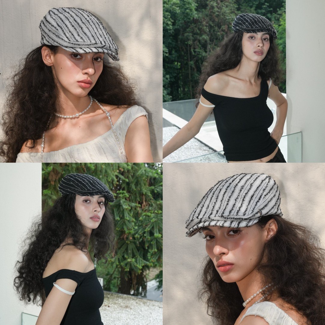 JOJOKUR24SS新品条纹毛绒立体感前进帽鸭嘴爹爹帽