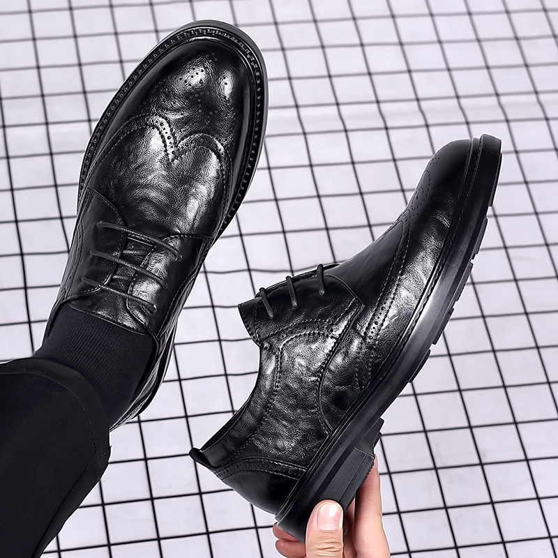 2025秋季新款韩版真皮牛皮布洛克雕花休闲百搭皮鞋