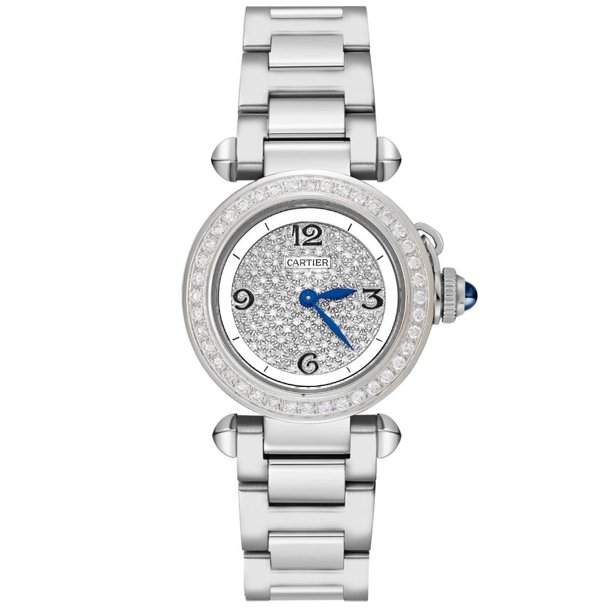 99新 Cartier/卡地亚 帕莎系列w3140007后钻满钻腕表/WHT015946
