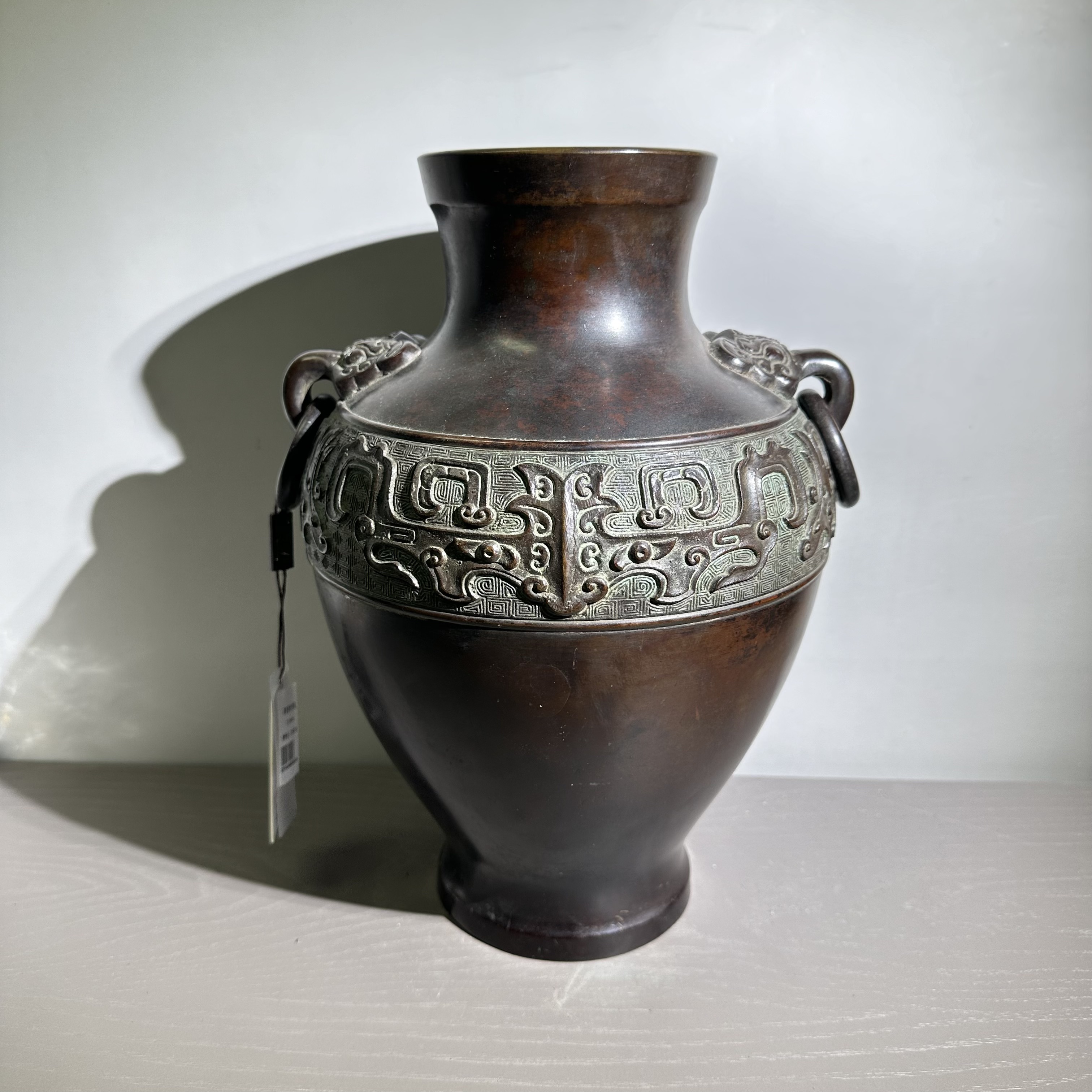 民国时期/饕餮纹兽面铺手铜瓶/TJ1006006/美82/全品/朝阳文物