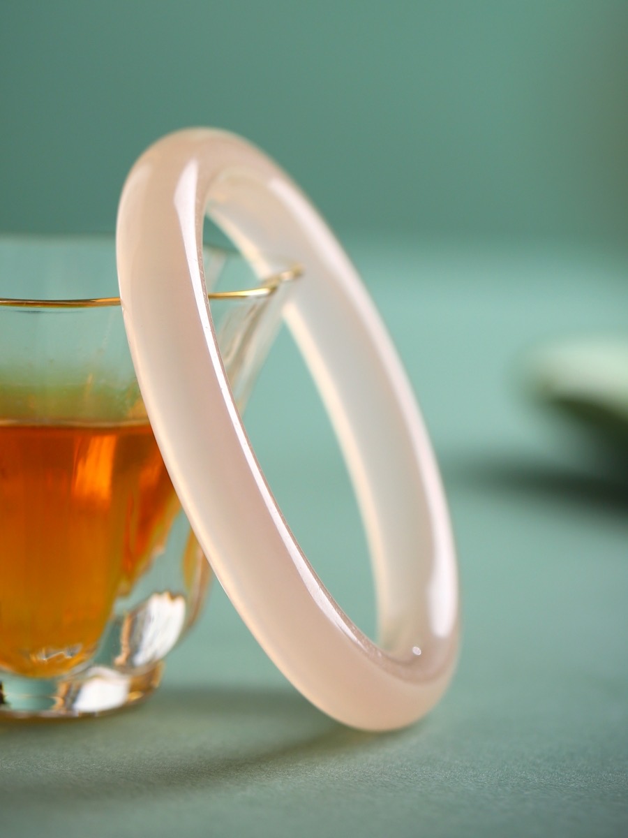 时尚珠宝冰透香槟金西柚粉少女气质美人镯