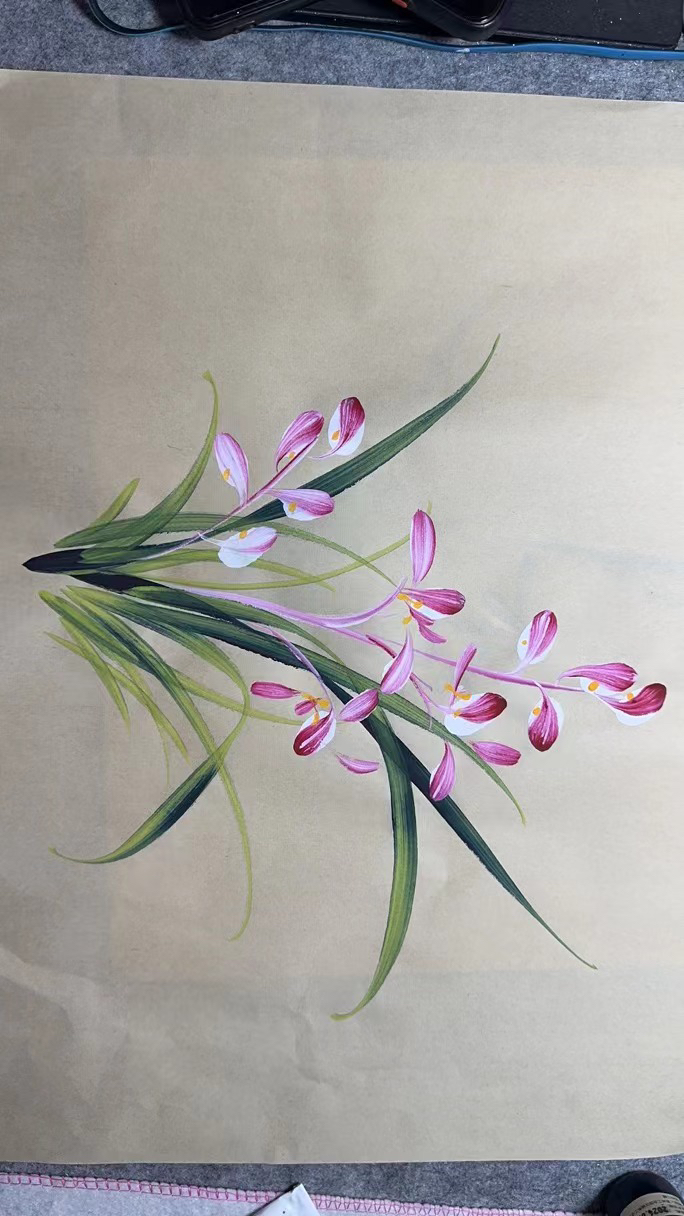 一夕一夏老师作品，生宣作品国画兰花，题字盖章随机发