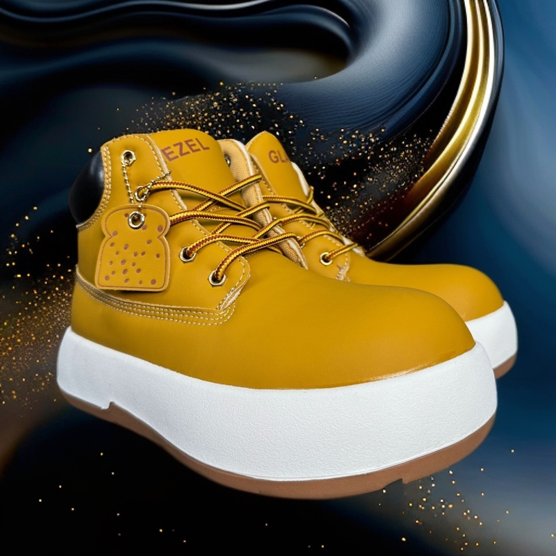 Q版丑萌大黄男女款厚底大头工装户外防滑情侣加绒雪地马丁鞋