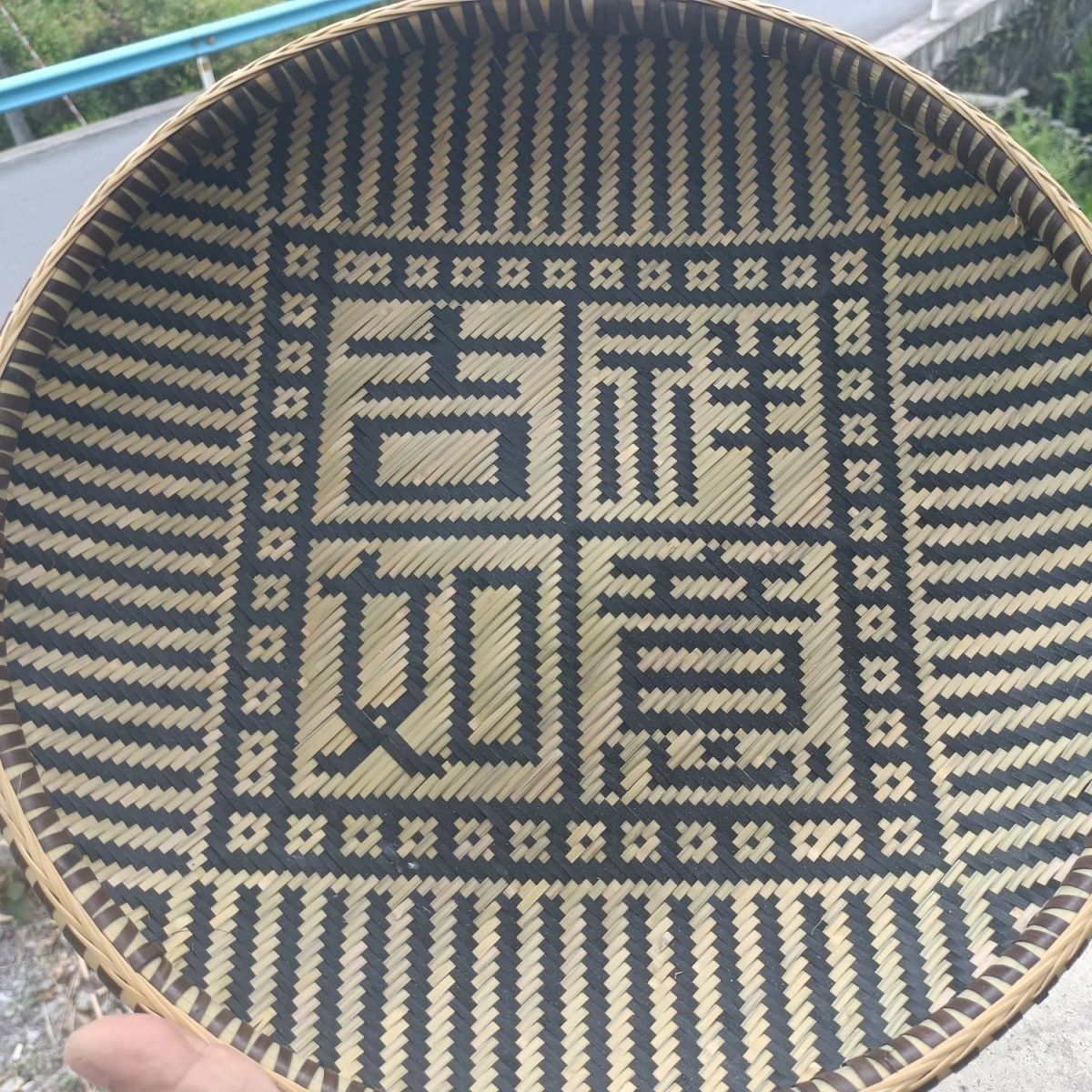 2023新款手工加固无孔竹盘子竹编圆形家用竹子编织竹制品吉祥如意