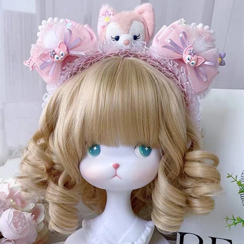 琳娜贝儿全套配饰 儿童毛绒粉狐狸尾巴 道具cos 洛丽塔配饰百搭