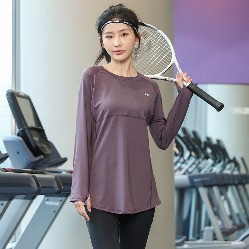宽松运动瑜伽春长袖T恤速干上衣跑步训练健身晨跑透气瑜伽服9292