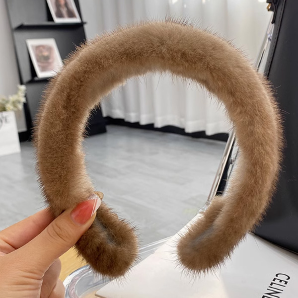 韩国ins水貂毛发箍毛毛发带宽边网红秋冬洗脸貂绒头饰纯色头箍女