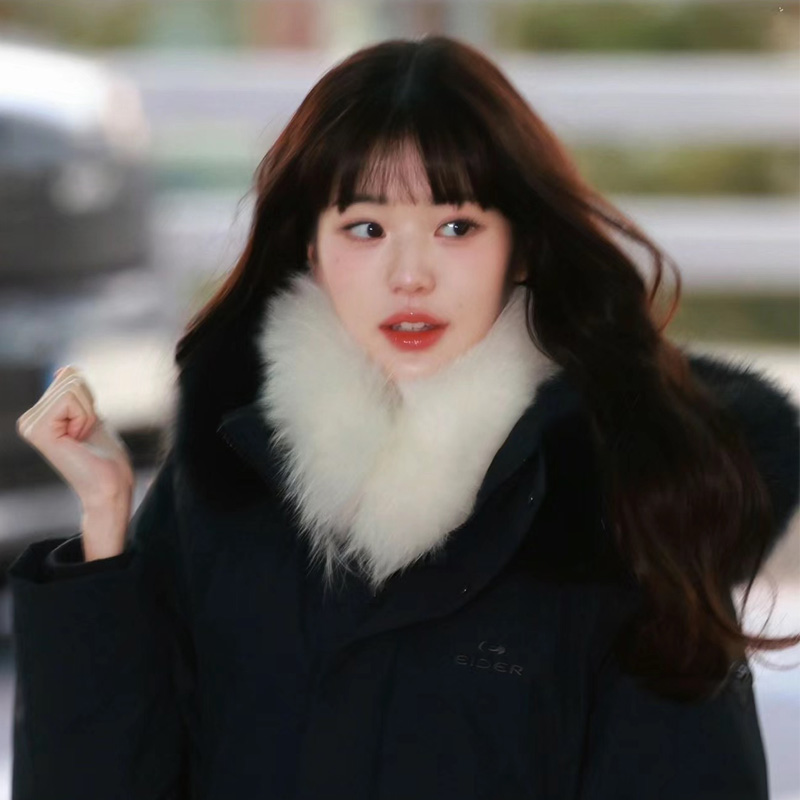 张元英磁吸狐狸毛獭兔毛双面围巾毛领子整皮加厚百搭皮草毛毛围脖