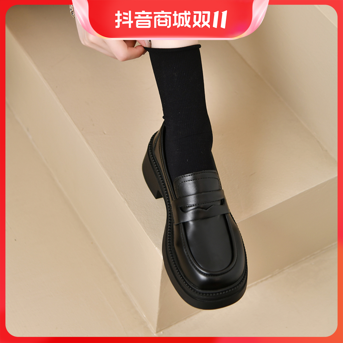 红蜻蜓牌小皮鞋女2023春秋新款英伦风jk厚底乐福鞋学院休闲百搭单