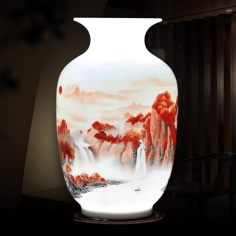景德镇 高端 高温 手工 白泥 白釉 制作 鸿运东头 冬瓜瓶