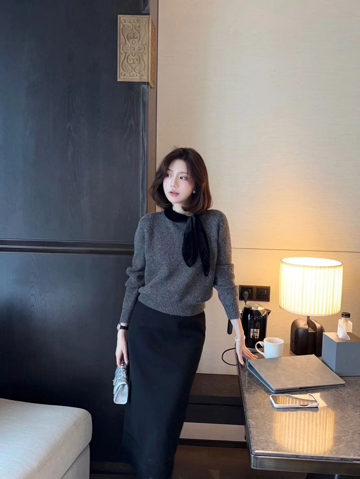 2025韩系时尚新款百搭气质温柔纯欲针织衫休闲时尚修身上衣H3-69